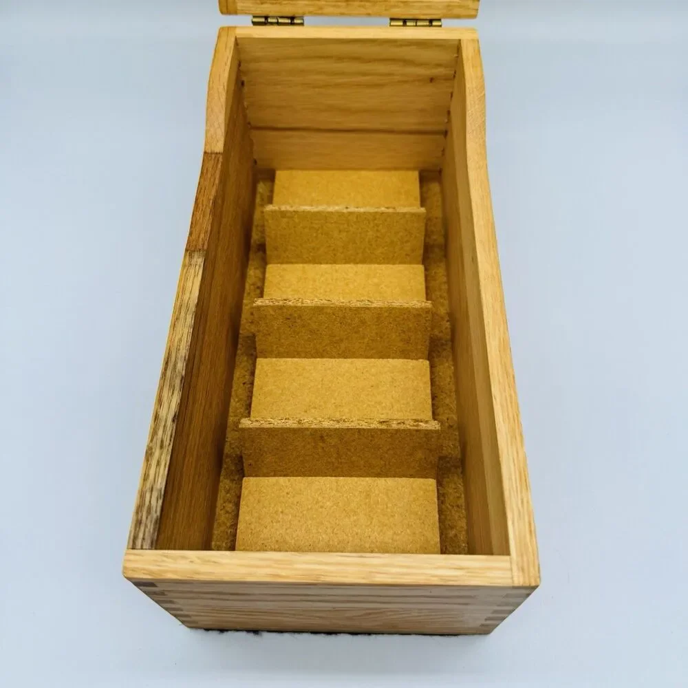 Vintage OWL Solid Oak Wood Recipe Box Index Card File Dovetail Large 1960’s Rare